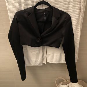 Satin cropped blazer